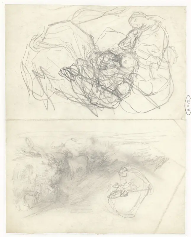 Two Studies of a Woman Sitting in a Landscape Wall Art by Matthijs Maris - High-Resolution Digital Print