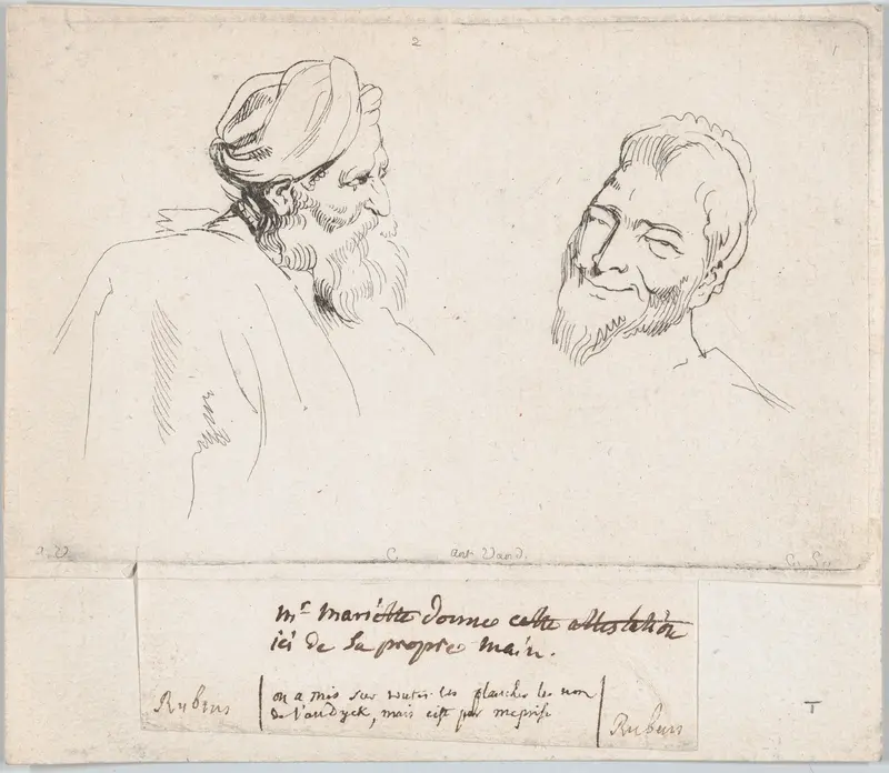 Two Studies of Heads Wall Art by Anne Claude Philippe de Tubières, comte de Caylus - High-Resolution Digital Print