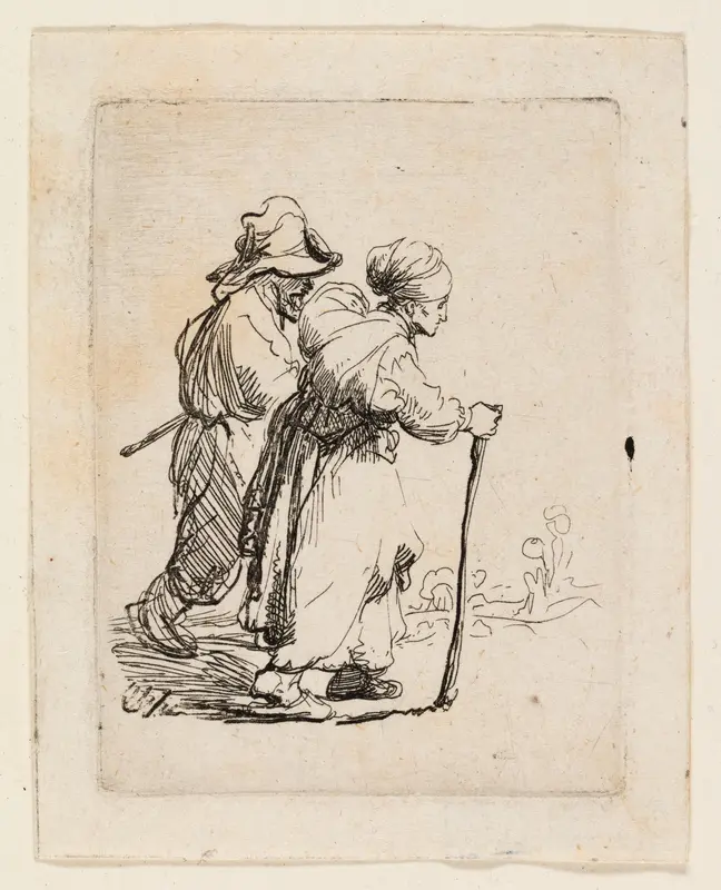 Two Tramps, a Man and a Woman Wall Art by Rembrandt van Rijn - High-Resolution Digital Print