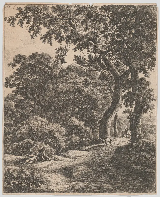 Two Travellers Resting in the Woods Wall Art by Anthonie Waterloo - High-Resolution Digital Print