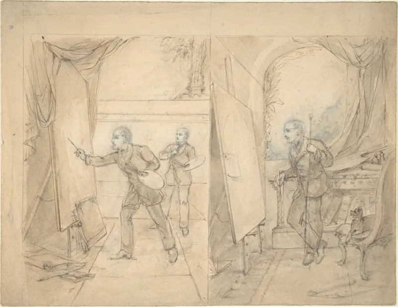 Two Views of an Artist's Studio, possibly that of Eden Upton Eddis
