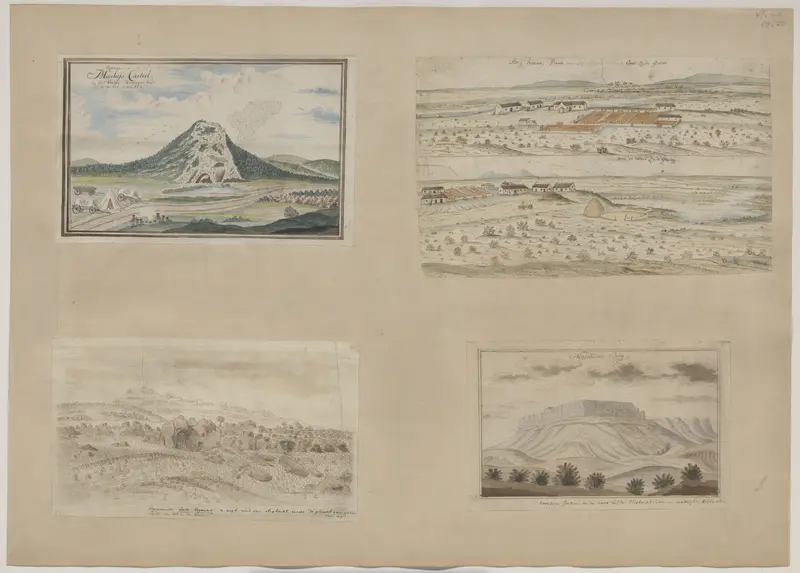 Two views of the farm “Bergrivier” of Martin Melck, seen from the east and from the west Wall Art by Unknown - High-Resolution Digital Print