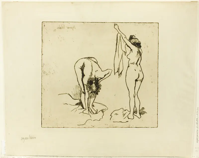 Two Women Drying Themselves Wall Art by Suzanne Valadon - High-Resolution Digital Print