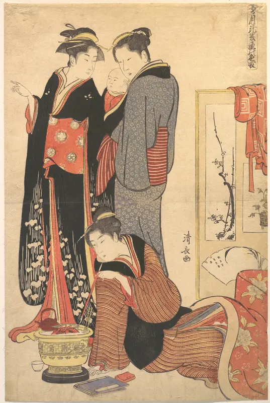 Two Women Standing, Holding a Child