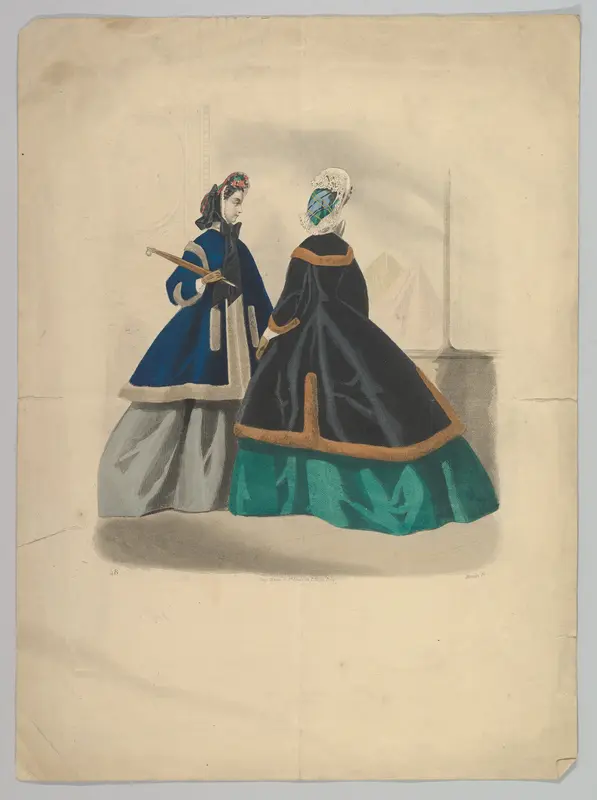 Two Women Wearing Coats Wall Art by Anonymous, French, 19th century - High-Resolution Digital Print