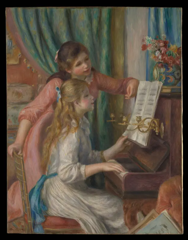 Two Young Girls at the Piano Wall Art by Auguste Renoir - High-Resolution Digital Print