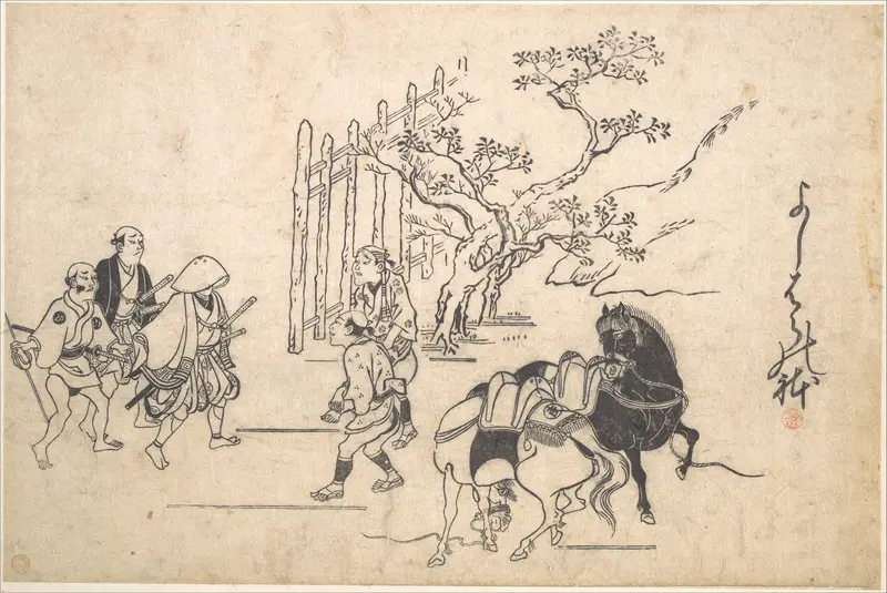 Two Young Samurai Wall Art by Hishikawa Moronobu - High-Resolution Digital Print