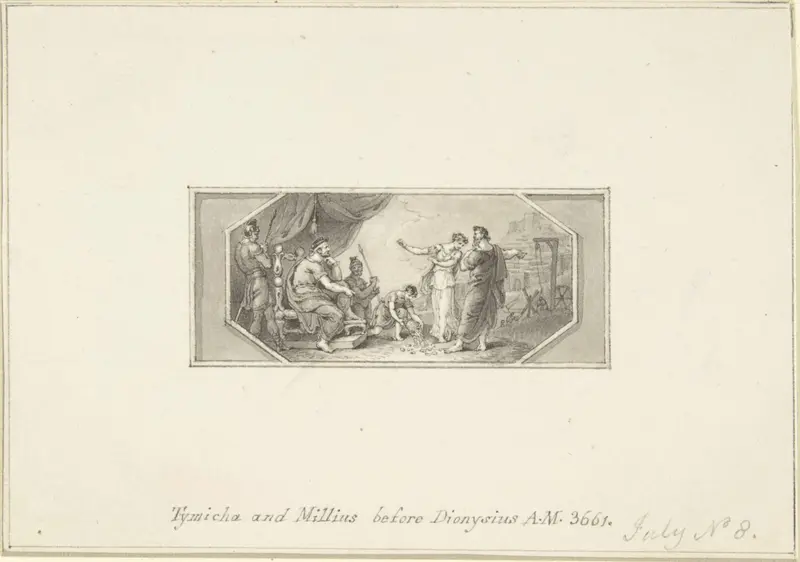 Tymicha and Millius before Dionysius Wall Art by Edward Francis Burney - High-Resolution Digital Print