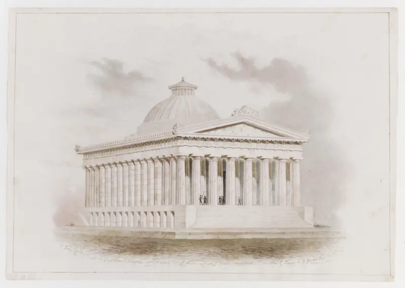 U. S. Custom House, New York: perspective Wall Art by Alexander Jackson Davis - High-Resolution Digital Print
