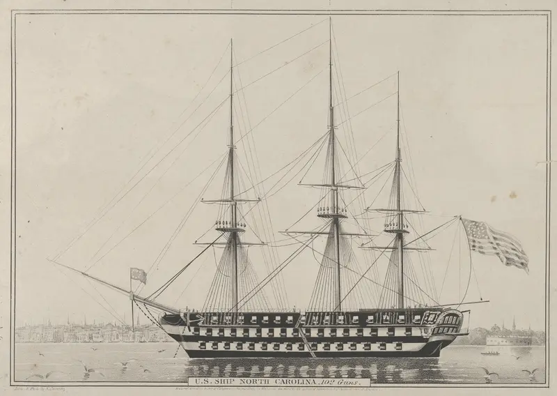 U. S. Ship North Carolina, 102 Guns Wall Art by Nathaniel Currier - High-Resolution Digital Print