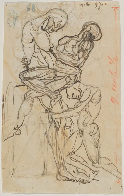 Ugolino and his Sons: Fifth Day (recto); Dante and Virgil: Anatomical Studies (verso) Wall Art by Auguste Rodin - High-Resolution Digital Print