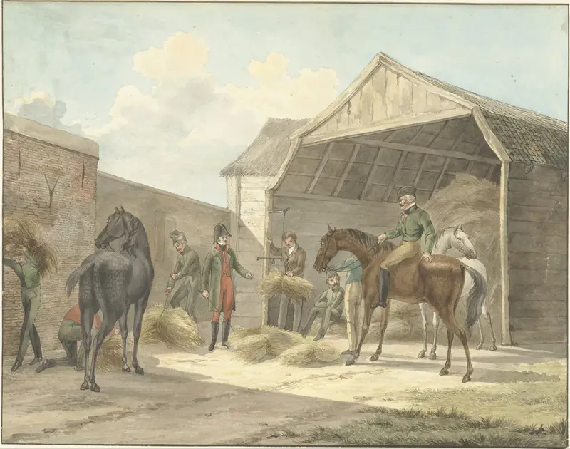 Uitdelen van hooi aan de Gardes d'Honneur, 1813 Wall Art by Unknown - High-Resolution Digital Print