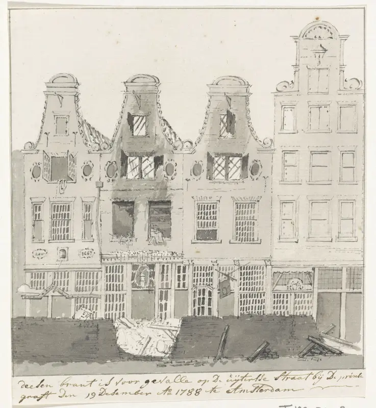 Uitgebrande panden aan de Utrechtsestraat, 1788 Wall Art by anonymous - High-Resolution Digital Print