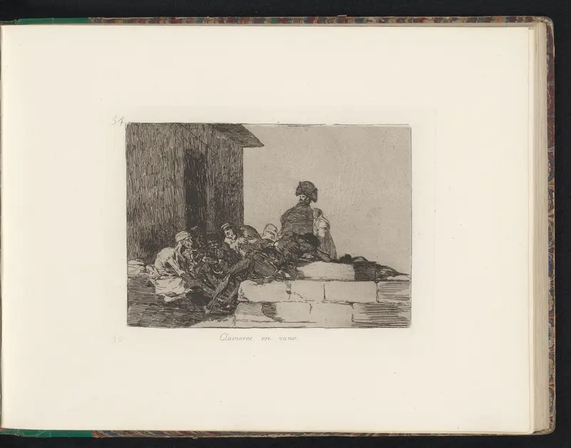 Uitgemergelde krijgsgevangenen bedelen bij een soldaat Wall Art by Francisco de Goya - High-Resolution Digital Print