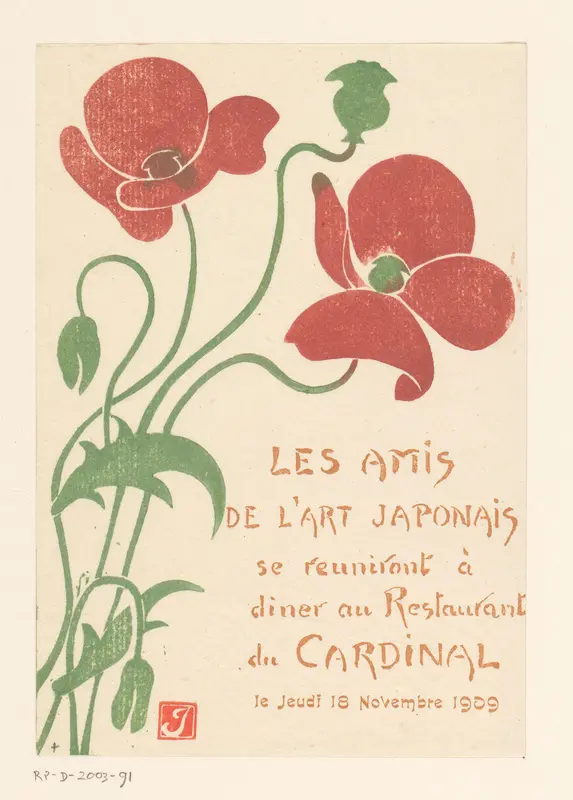Uitnodiging voor een diner van Les Amis de l'Art Japonais, 18 november 1909 Wall Art by Unknown - High-Resolution Digital Print