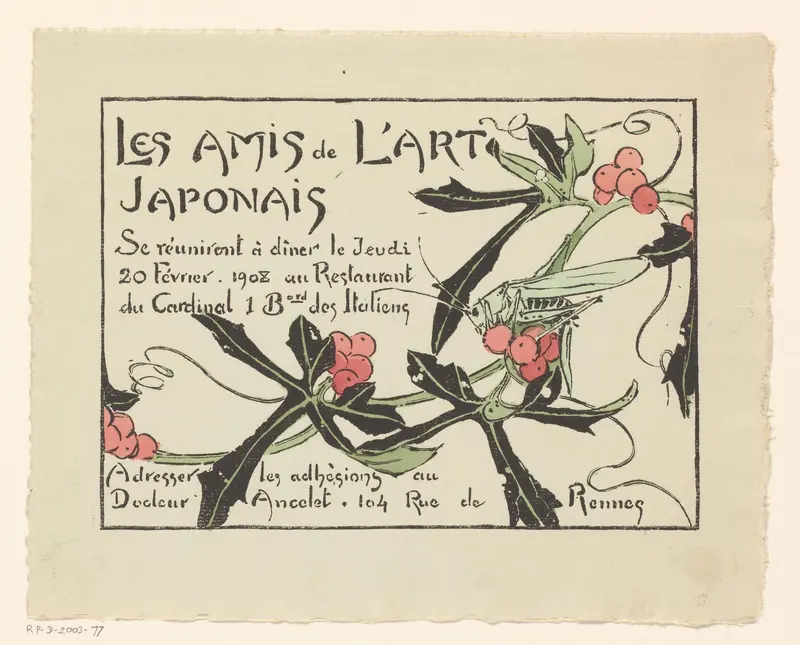Uitnodiging voor een diner van Les Amis de l'Art Japonais, 20 februari 1908 Wall Art by anonymous - High-Resolution Digital Print