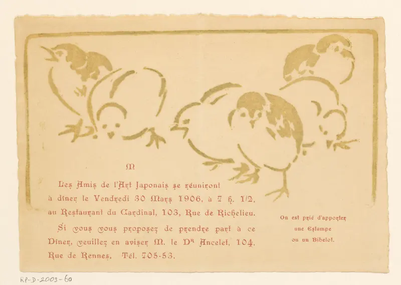 Uitnodiging voor een diner van Les Amis de l'Art Japonais, 30 maart 1906 Wall Art by unknown - High-Resolution Digital Print