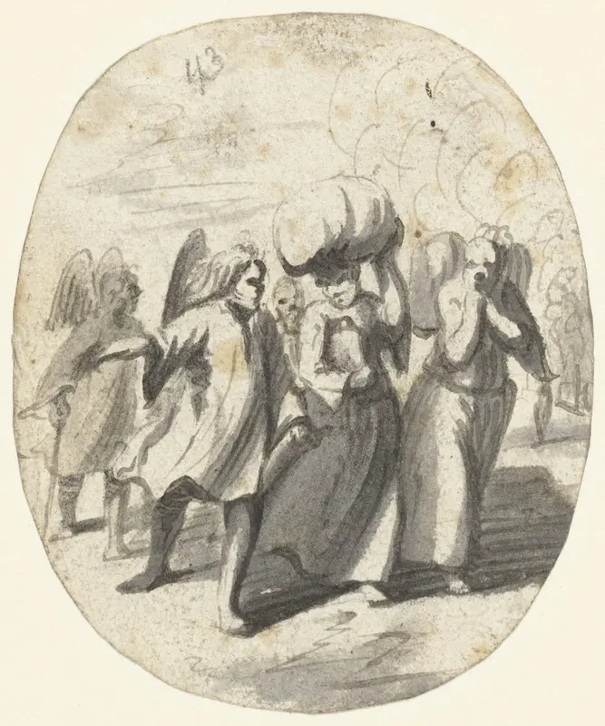 Uittocht van Lot en zijn dochters Wall Art by Harmen ter Borch - High-Resolution Digital Print
