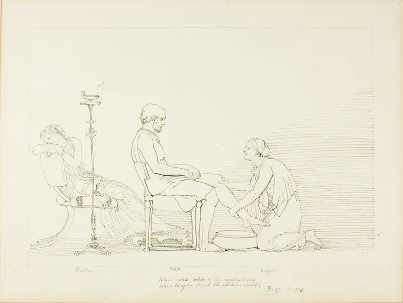 Ulysses, Penelope and Euryclea Wall Art by John Flaxman - High-Resolution Digital Print