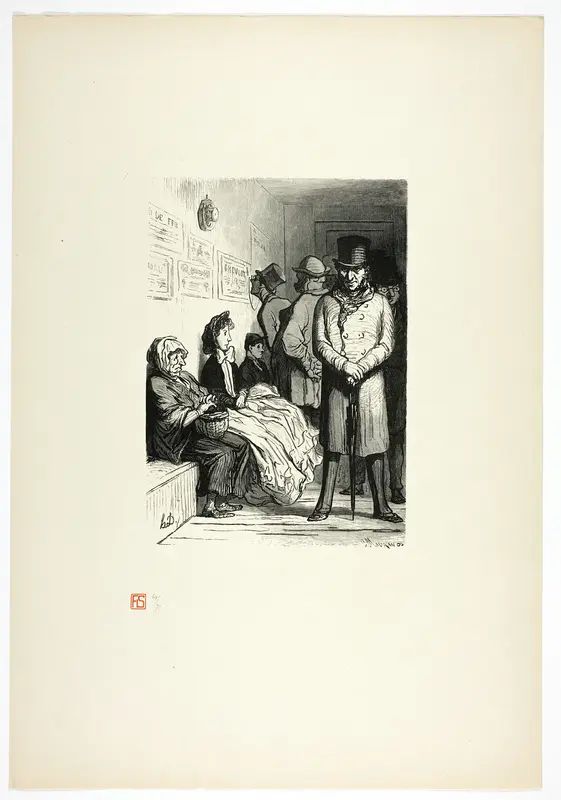 Un bureau d'attente d'omnibus, from Tirage Unique de Trente-Six Bois Wall Art by Charles Maurand - High-Resolution Digital Print