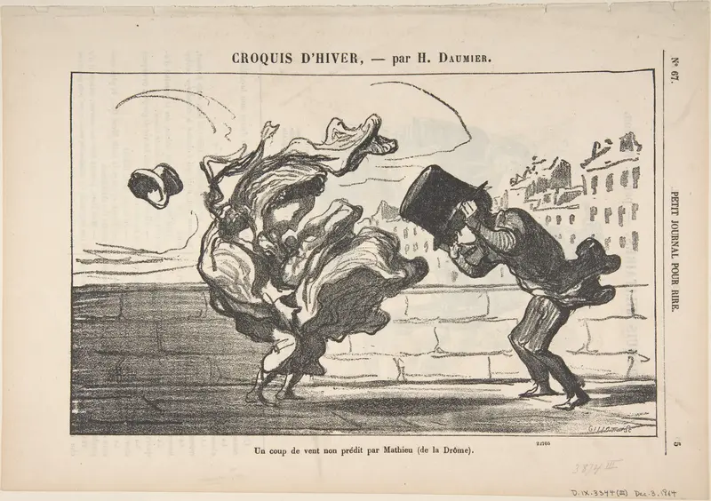 Un Coup de Vent non Prédit par Mathieu (de la Drôme), Plate 1 of "Croquis d'Hiver" Wall Art by Honoré Daumier - High-Resolution Digital Print