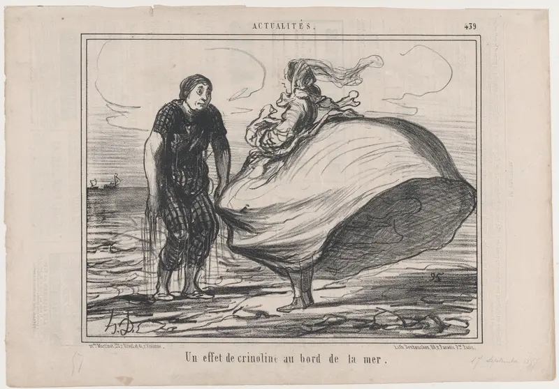 Un effet de crinoline au bord de la mer, from Actualités, published in Le Charivari, September 17, 1857 Wall Art by Honoré Daumier - High-Resolution Digital Print