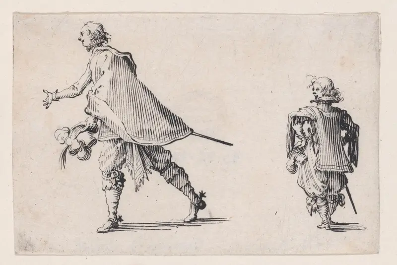 Un Gentilhomme et son Page (A Gentleman and his Page), from "Les Caprices" Series A, The Florence Set Wall Art by Jacques Callot - High-Resolution Digital Print