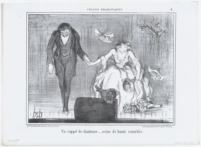 Un rappel de chanteuse..., from Croquis Dramatiques, published in Le Charivari, January 9, 1857 Wall Art by Honoré Daumier - High-Resolution Digital Print