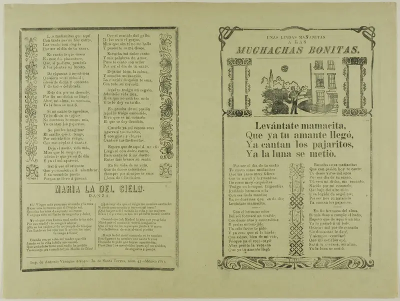 Unas lindas mañanitas a las muchachas bonitas (A Lovely Serenade for the Pretty Ladies) Wall Art by José Guadalupe Posada - High-Resolution Digital Print