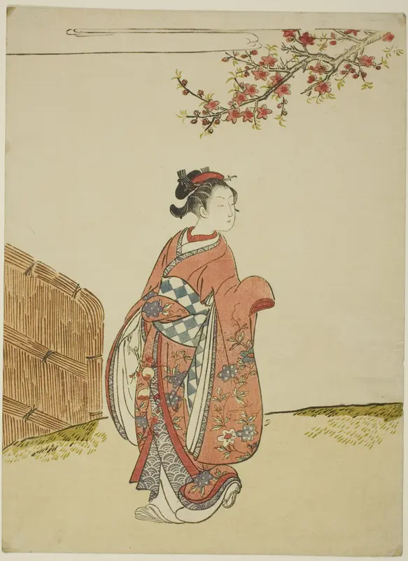 Under a Peach Tree Wall Art by Suzuki Harunobu - High-Resolution Digital Print