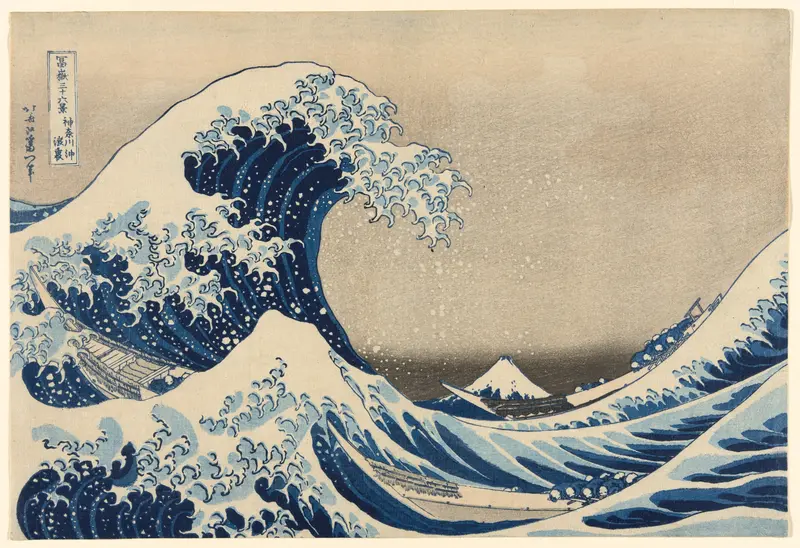 Under the Wave off Kanagawa (Kanagawa oki nami ura), also known as The Great Wave, from the series "Thirty-Six Views of Mount Fuji (Fugaku sanjūrokkei)"