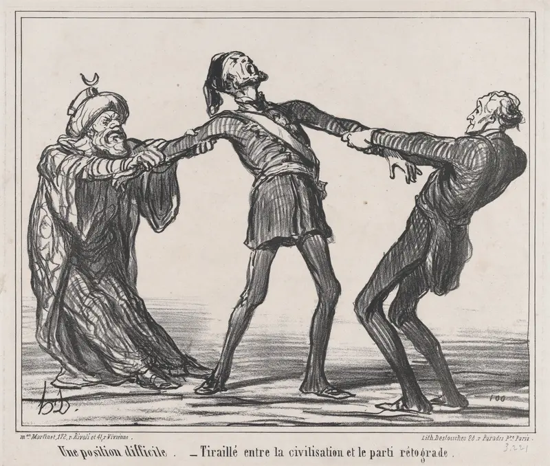 Une position difficile, from Actualités, published in "Le Charivari" Wall Art by Honoré Daumier - High-Resolution Digital Print