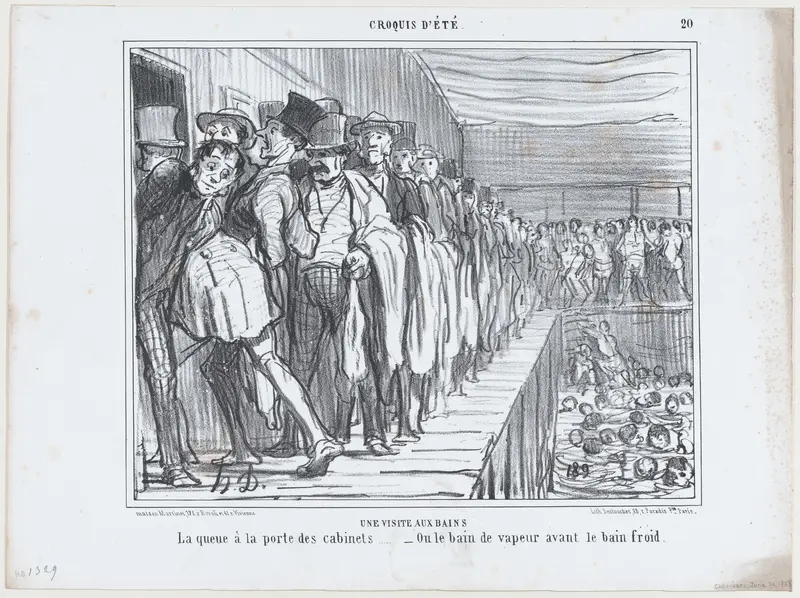 Une visite aux bains, from Croquis d'Été, published in Le Charivari, June 30, 1858 Wall Art by Honoré Daumier - High-Resolution Digital Print