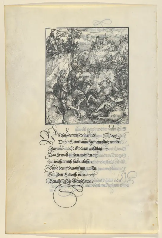 Unfalo Causing a Fall of Theuerdanck's Horse, from Theuerdanck Wall Art by Hans Schäufelein - High-Resolution Digital Print