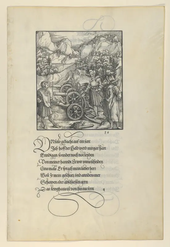 Unfalo Endangering Theuerdanck, Causing the the Explosion of Three Cannons, from Theuerdanck Wall Art by Hans Schäufelein - High-Resolution Digital Print