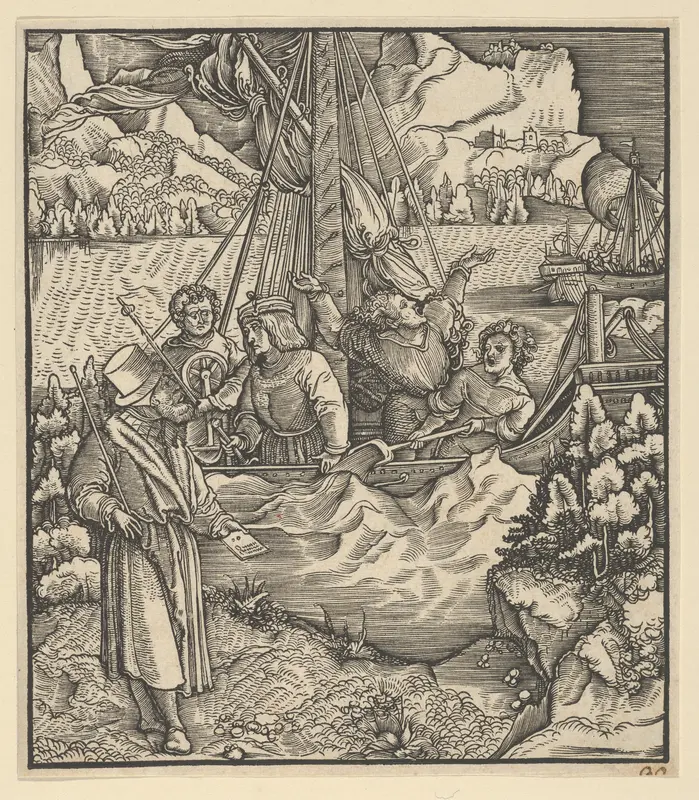 Unfalo Endangering Theuerdanck's Ship, from Theuerdanck Wall Art by Hans Schäufelein - High-Resolution Digital Print