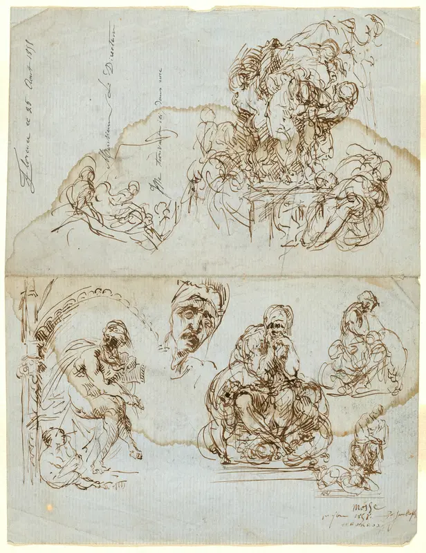Unfinished Letter with Studies for the Ugolino Group Wall Art by Jean Baptiste Carpeaux - High-Resolution Digital Print