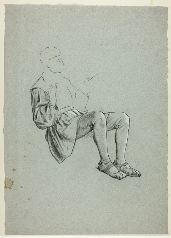 Unfinished Sketch of Seated Man Wall Art by Henry Stacy Marks - High-Resolution Digital Print
