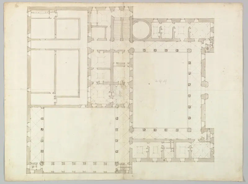 Unidentified building, plan (recto) blank (verso)