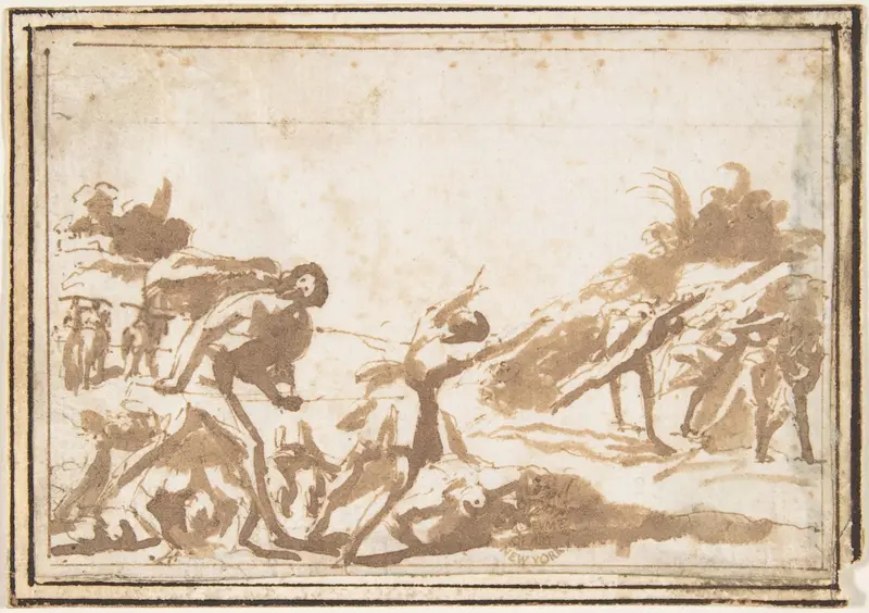 Unidentified Scene: Figures in a Landscape Wall Art by Francesco Allegrini - High-Resolution Digital Print