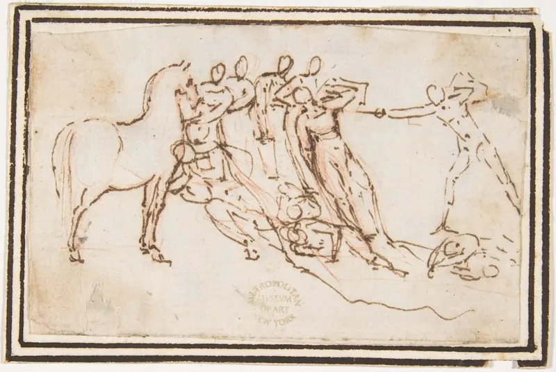 Unidentified Subject (Nine Figures and a Horse) Wall Art by Francesco Allegrini - High-Resolution Digital Print