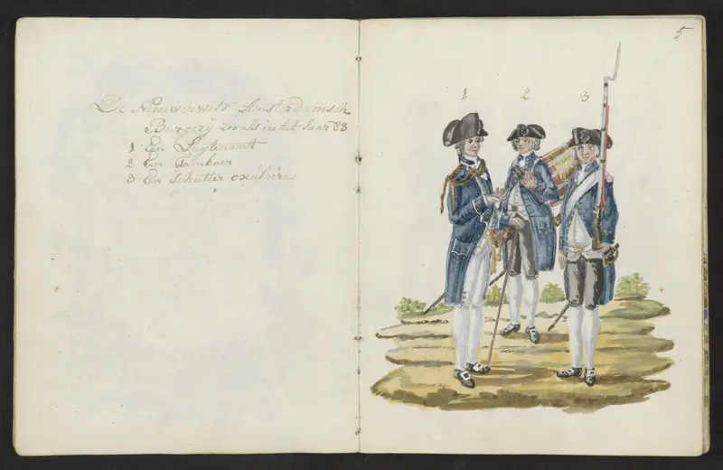 Uniformen van de Amsterdamse schutterij in 1783 Wall Art by S.G. Casten - High-Resolution Digital Print