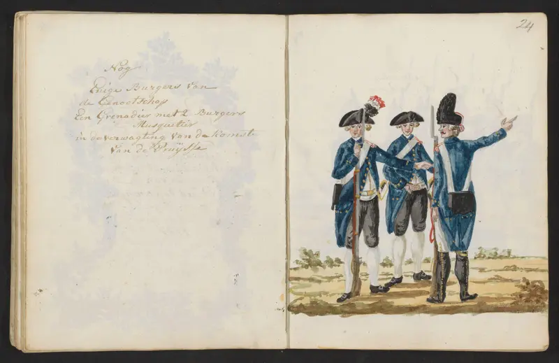 Uniformen van het Amsterdamse exercitiegenootschap in 1787 Wall Art by S.G. Casten - High-Resolution Digital Print