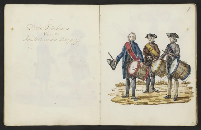 Uniformen van tamboers van de Amsterdamse schutterij van 1770-1783 Wall Art by S.G. Casten - High-Resolution Digital Print