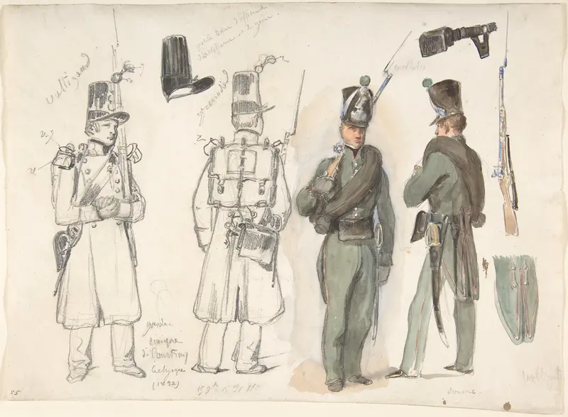 Uniforms of the civil guard in Courtray, Belgium Wall Art by Auguste Raffet - High-Resolution Digital Print