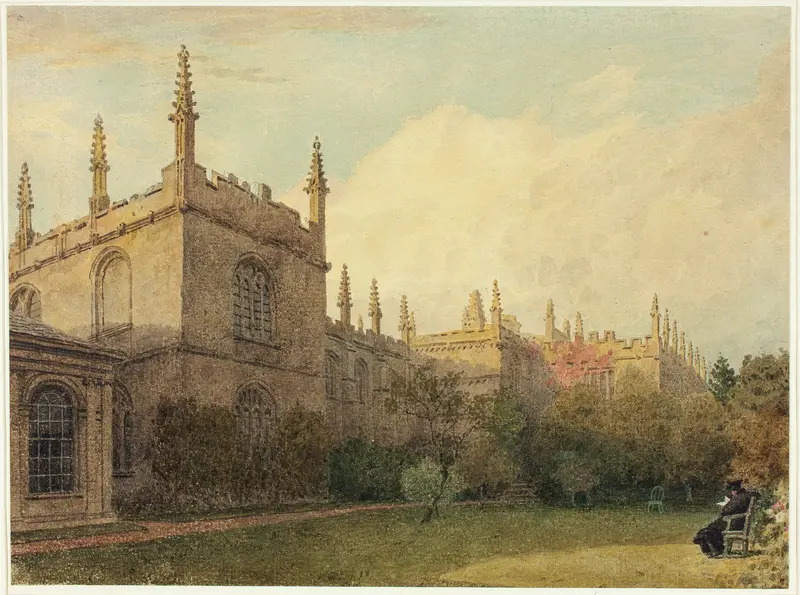 University Buildings from Exeter College Gardens Wall Art by Frederick MacKenzie - High-Resolution Digital Print