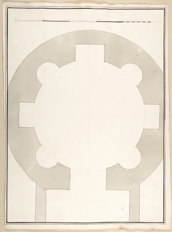 Unlabeled Plan of the Tempio della Speranza Wall Art by Pietro Paolo Coccetti (Cocchetti) - High-Resolution Digital Print