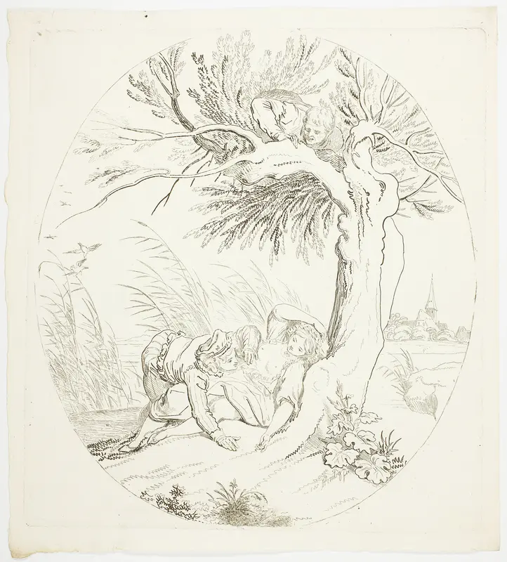 Unobserved Man Spying on Reclining Lovers Wall Art by Johann Heinrich Ramberg - High-Resolution Digital Print