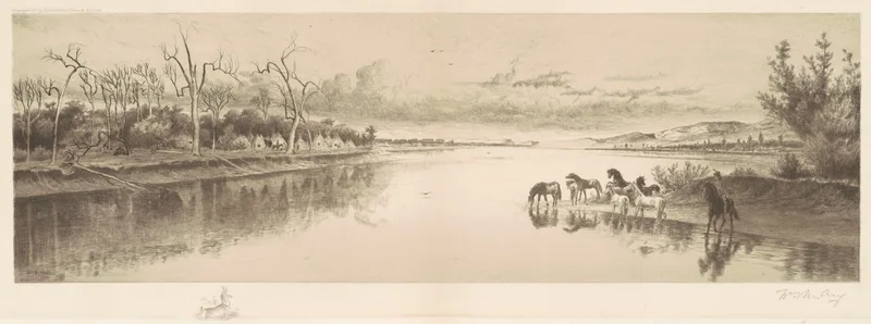 Untitled (Native American Camp) Wall Art by William de la Montagne Cary - High-Resolution Digital Print