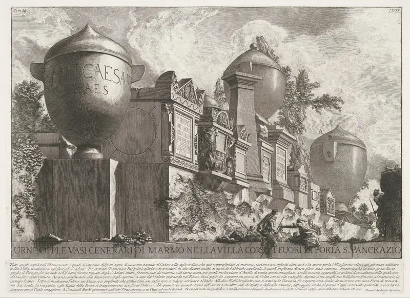 Urnen, grafzuilen en asvazen in de Villa Corsini Wall Art by Unknown - High-Resolution Digital Print